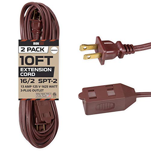10 Ft Extension Cord -2 Pack - Brown