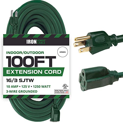 100 Foot Outdoor Extension Cord - 16 Gauge- Green