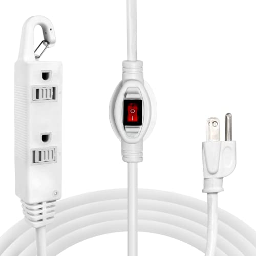 10 Ft Extension Cord with Switch- White