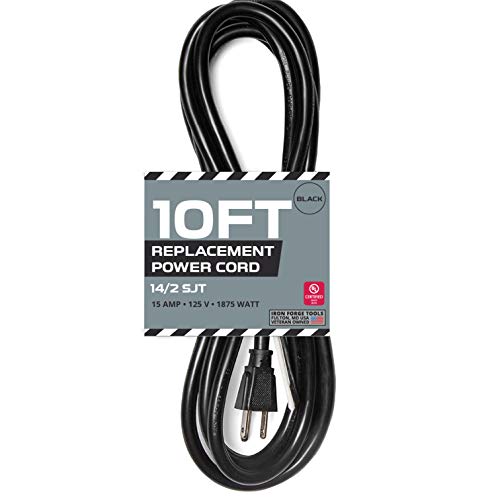 10 ft, 14 AWG Replacement Power Cord with Open End - Black