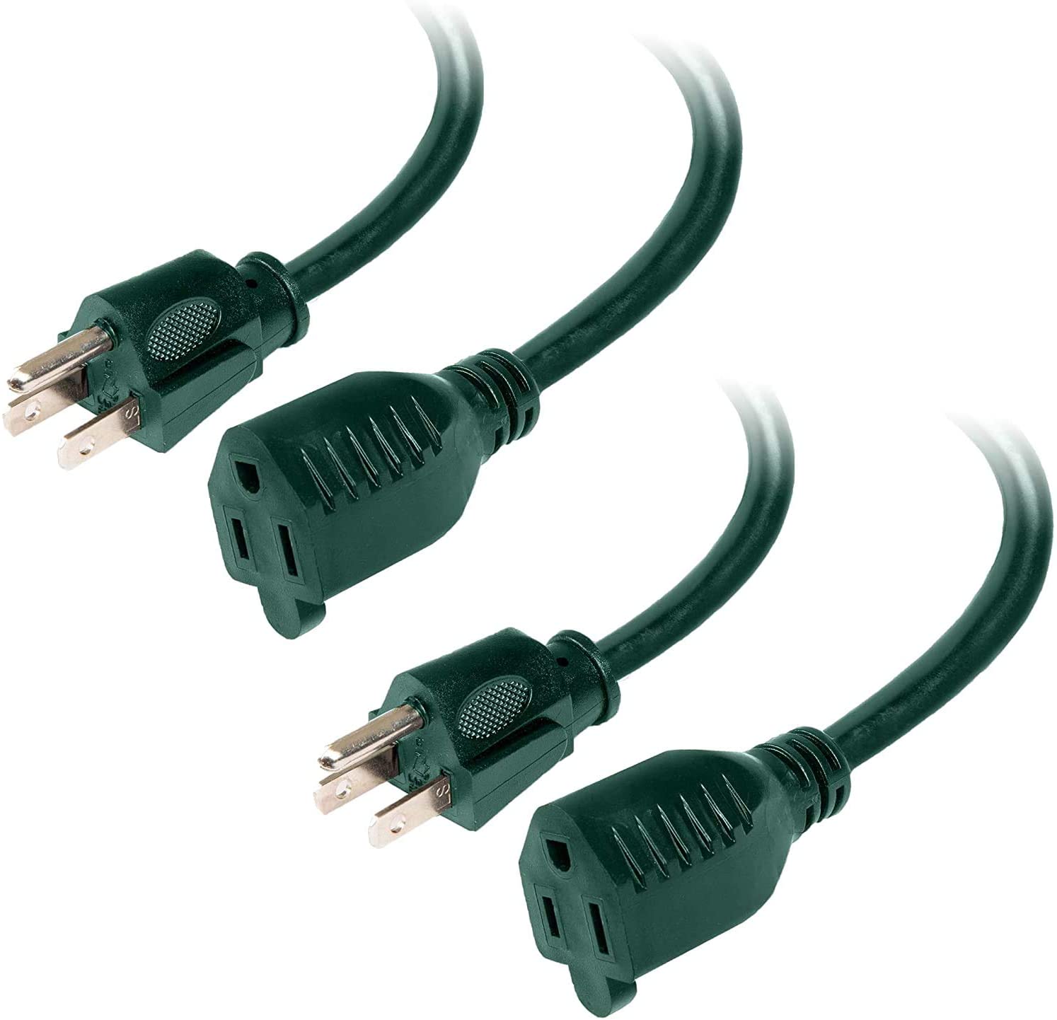 2 Pack of 50 Ft Green Extension Cords - 16/3 SJTW Durable Electrical Cable Set