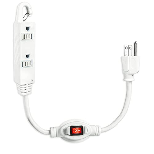 1 Ft Extension Cord with Switch - White
