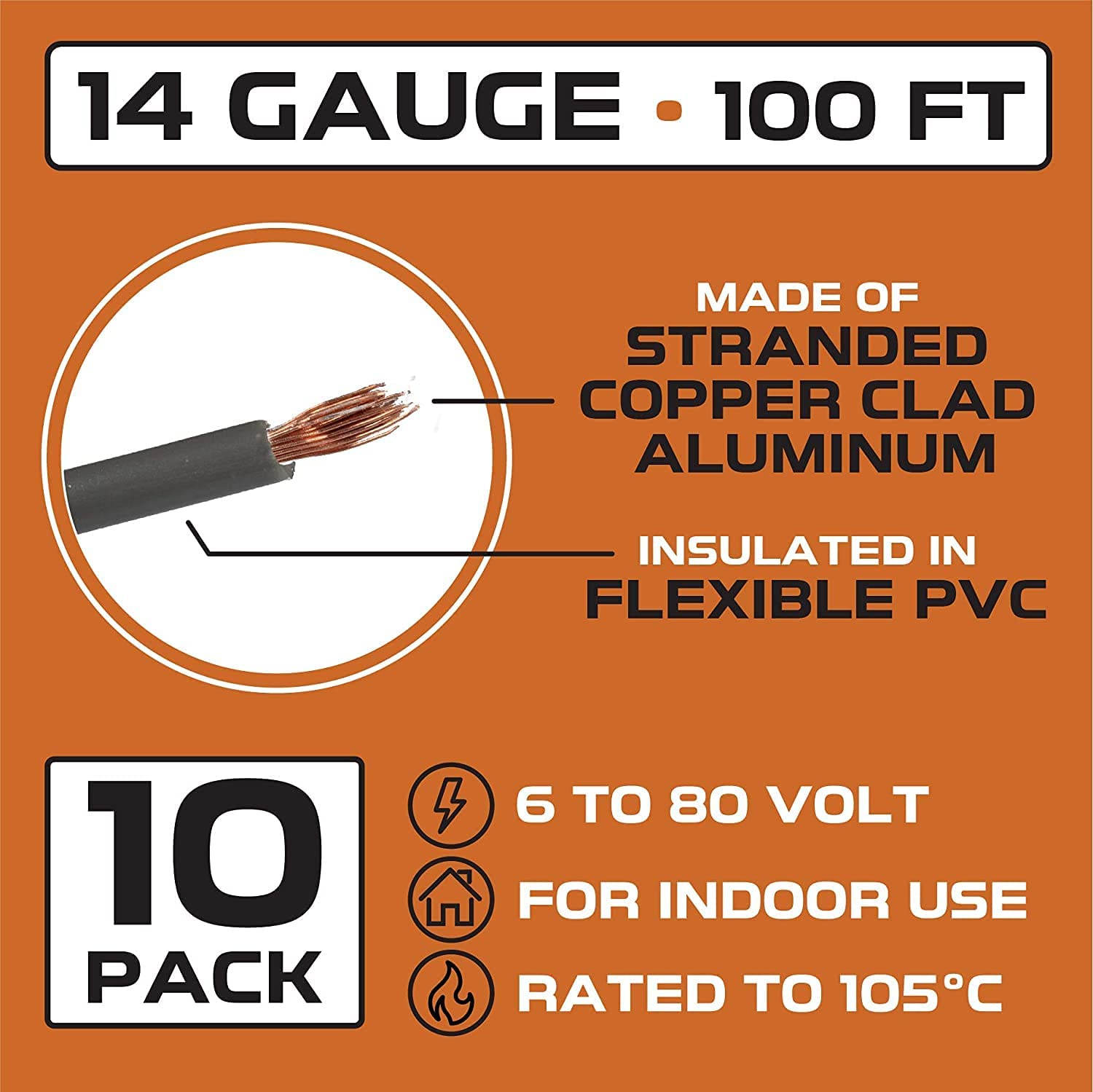 100 ft, 14 Gauge Primary Wire - 10 Pack -
