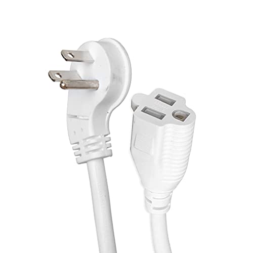 10 Ft Outdoor Extension Cord- 45° Angled Flat Plug - 16 Gauge- White