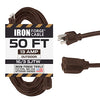 50 Foot Outdoor Extension Cord - 16/3 SJTW Heavy Duty Brown Extension Cable
