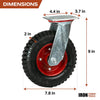Set of 4  Knobby Tread Caster Wheels 7-7/8" Diameter with Swiveling Bases &  Brakes