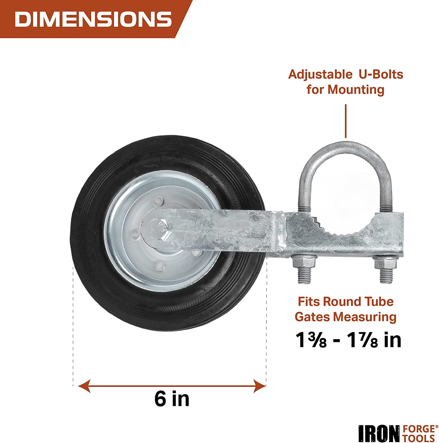 Pack of 2 Gate Wheel for Metal Swing Gates - 6