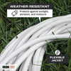 100 FT White Outdoor Extension Cord with Lighted Flat End 3 Prong Electrical Power Outlet - 16/3 SJTW Durable Cable