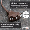 50 Ft Brown Extension Cord with 3 Electrical Power Outlet - 16/3 SJTW Heavy Duty Outdoor Cable