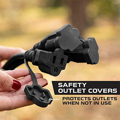 1 to 3 Extension Cord Splitter - 28 Foot Black Power Squid - 16/3 SJTW Outdoor Outlet & Plug Splitter Cable