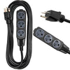 220/240 Volt Extension Cord, 25 Ft - 14/3 SJTW 6-15P Male Plug to Three Box Outlets