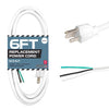 12 AWG Replacement Power Cord with Open End - 6 Ft White Extension Cable