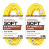2 Pack of 50 Ft Outdoor Extension Cords - 12/3 SJTW Heavy Duty Yellow 3 Prong Extension Cable - Great for Garden and Major Appliances