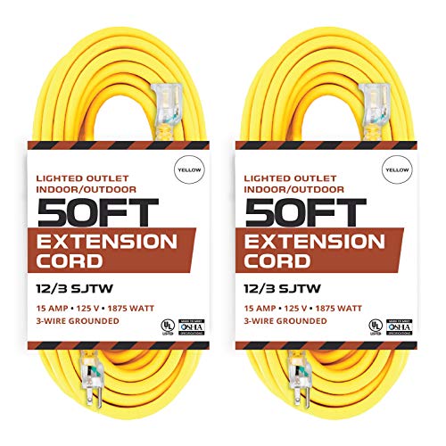 100 Ft Outdoor Extension Cord 12/3 Heavy Duty 3 Prong Extension