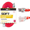 50 Ft Lighted Extension Cord - 14/3 SJTW Heavy Duty Red Outdoor Extension Cable with 3 Prong Grounded Plug for Safety - Great for Garden & Major Appliances