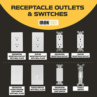 Toggle Light Switch, 10 Pack - Single Pole, Residential Grade, 15 Amp, 120/277V, UL Listed