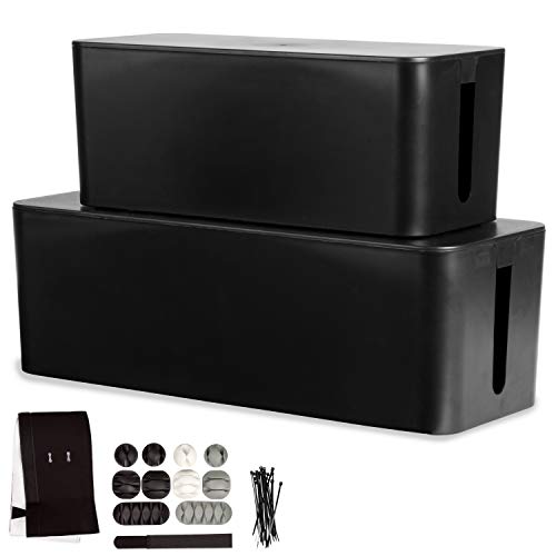 Large Cable Management Box - Black Cord Organizer and Hider for