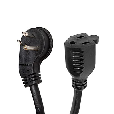 3 Ft Outdoor Extension Cord with 45¬¨¬®‚Äö√†√ª Angled Flat Plug - 16/3 SJTW Durable Black Electrical Cable