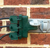 2 Pack of Outdoor Outlet Splitters - Grounded Green 3 Way Wall Tap Plug Adapter