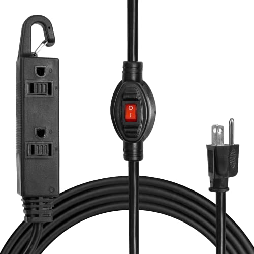 Iron Forge 10 Ft Extension Cord with Switch On/Off - 16/3 Black Cable, 13 AMP