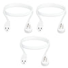 3 Pack of 6 Ft Rotating Flat Plug Extension Cords - 16/3 SJT Durable White Electrical Cable, 13 AMP