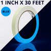 Glow Tape - 1 Inch x 30ft Vinyl Adhesive Blue Glow-in-The-Dark Tape Roll - Lasts Up to 12 Hours