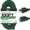 100 Foot Outdoor Extension Cord - 16/3 SJTW Durable Green Extension Cable with 3 Prong Grounded Plug for Safety - Great for Garden and Major Appliances