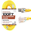 100 Foot Outdoor Extension Cord - 12/3 SJTW Heavy Duty Yellow 3 Prong Extension Cable - Great for Garden and Major Appliances (100 Foot - Yellow)