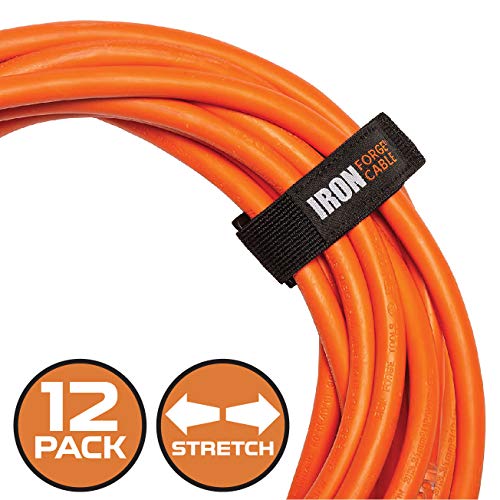 Extension Cord Wrap Organizer, 12 Pack of Elastic Storage Straps - 6 Inch Stretchy Hook and Loop Cinch Straps for Power Cables, Hoses, Ropes, and More