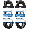 2 Pack of 10 Ft Outdoor Extension Cords - 16/3 Durable Black Extension Cord Pack