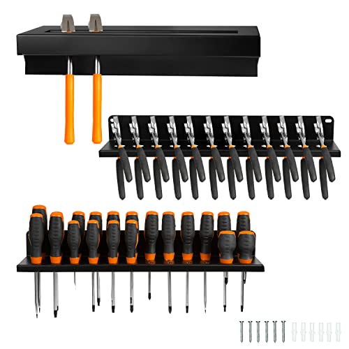 Iron Forge Tools Metal Screwdriver Organizer, Hammer Holder and Pliers Rack - Wall Mount Workshop Hand Tool Organizers and Storage