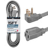 15 Ft Appliance Extension Cord Heavy Duty, Gray - 14 Gauge 3 Prong SPT-3 Cable