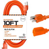 10 Ft Orange Extension Cord - 16/3 SJTW Heavy Duty Outdoor Extension Cable with 3 Prong Grounded Plug for Safety - Great for Garden & Major Appliances