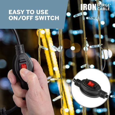 1.5 Ft Outdoor Extension Cord with Switch On/Off - 16/3 SJTW 13 Amp Black Cable