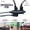6 Ft Extension Cord with 3 Electrical Power Outlets - 16/3 Durable Black Cable