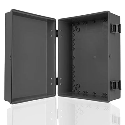 Outdoor Electrical Junction Box - 16 x 12 Inch Dustproof Waterproof Cover Hinged Enclosure-BLACK