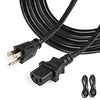 2 Pack of 10 Ft Power Cords for TV Computer or Monitor (NEMA 5-15P to C13) - 18/3 Replacement Audio & Video Power Cable, Black
