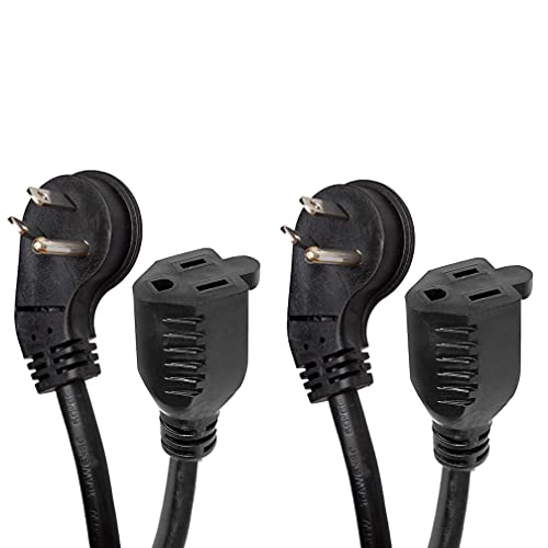 2 Pack of 6 Ft Extension Cords with 45¬∞ Angled Flat Plug - 16/3 SJT Durable Black Electrical Cable