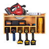 Power Tool Organizer for Garage - Fully Assembled Wood Tool Chest, 5 Drill Charging Station and Circular Saw Holder - Great Workshop Organization and Storage