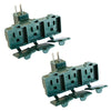 2 Pack of Outdoor Outlet Power Splitters - Grounded Green 3 Way Tap Plug Adapter