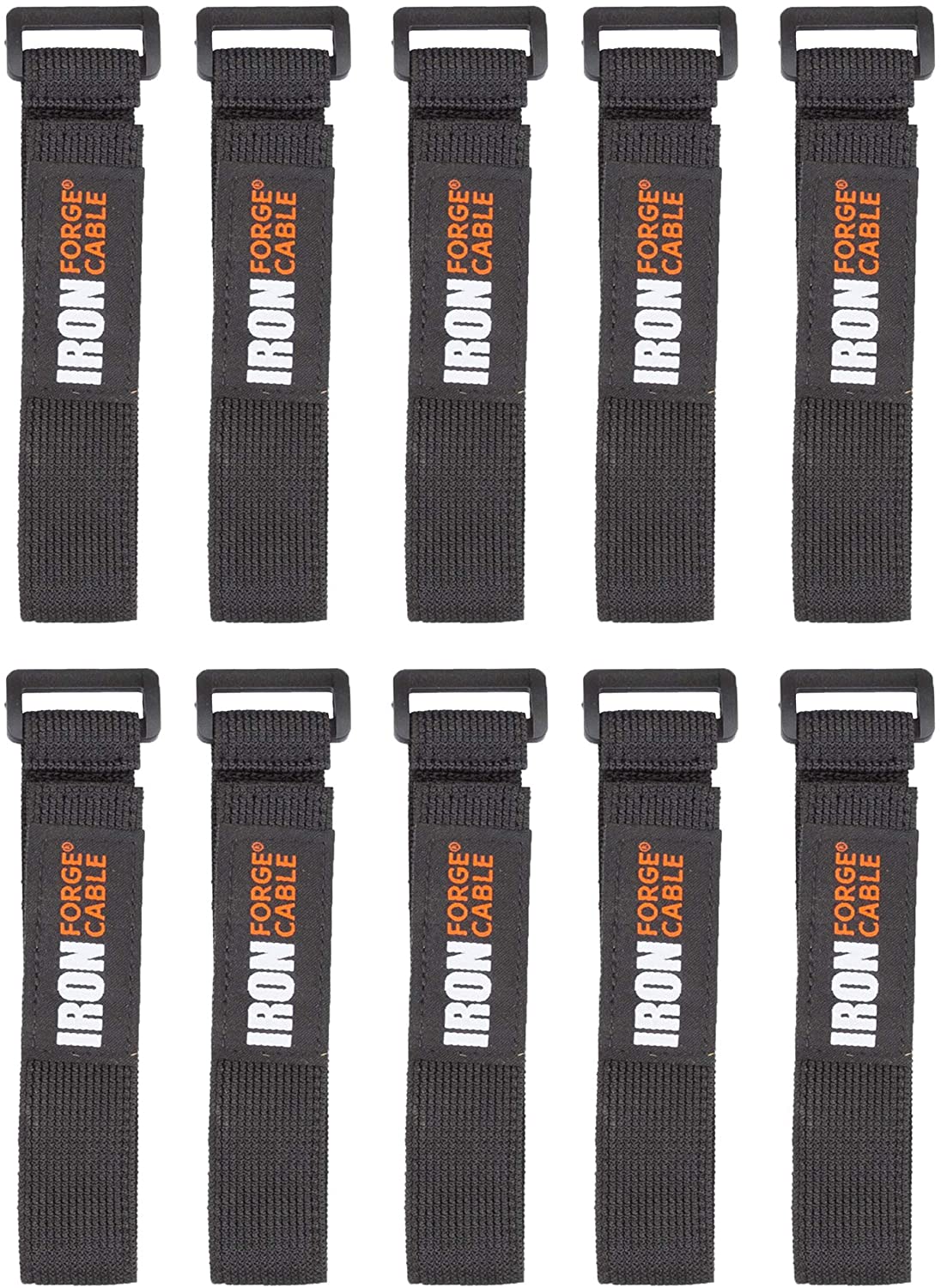 1 x 14 Black Cinching Strap with Plastic Buckle, Bundle of 10