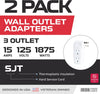 Wall Outlet Extender Plug, 2 Pack - White Multi Plug Outlet Splitter Wall Tap Electrical Adapter