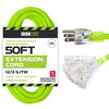 50 Ft Outdoor Extension Cord-3 Outlets -12/3 Neon Green-12 Gauge -3 Prong Plug