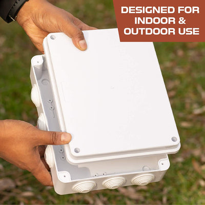 Outdoor Electrical Junction Box - Large 10 x 8 Inch Waterproof Plastic Box with Cover for Electronics