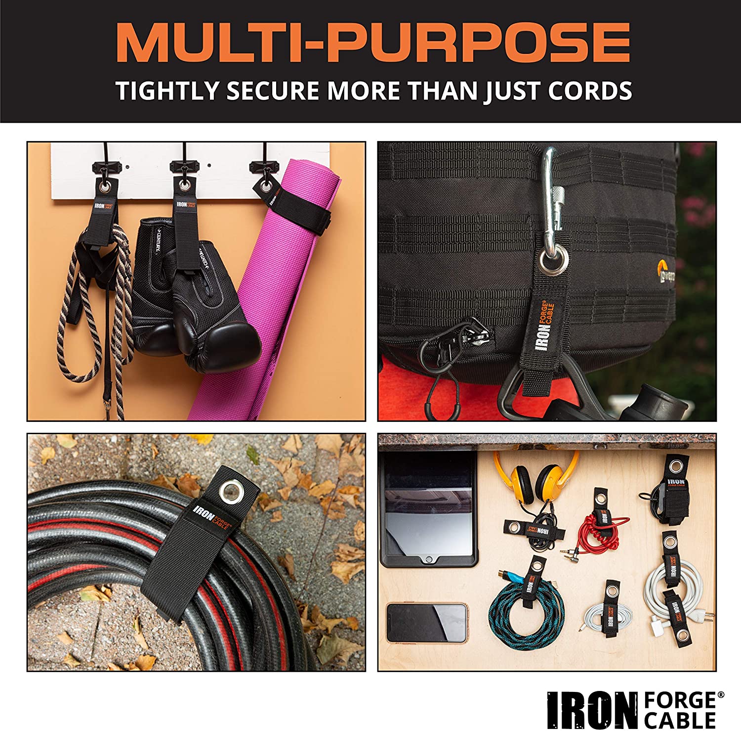 Extension Cord Wrap Organizer, 9 Piece Multi-Pack of Storage Straps - -  iron forge tools