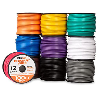 18 Gauge Primary Wire - 10 Roll Assortment Pack - 100 Ft of Copper