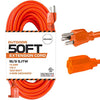 50 Ft Orange Extension Cord - 16/3 SJTW Heavy Duty Outdoor Extension Cable with 3 Prong Grounded Plug for Safety - Great for Garden & Major Appliances