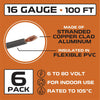 16 Gauge Primary Wire - 6 Roll Assortment Pack - 100 Ft of Copper Clad Aluminum Wire per Roll