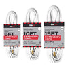 White Extension Cord 3 Pack, 6ft 10ft & 15ft - 16/2 Durable Electrical Cable