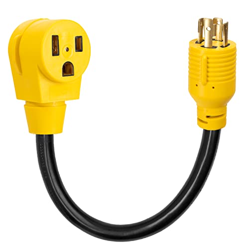 30 Amp to 50 Amp RV Electrical Adapter Power Cord, 1.5 Ft - 10/3 STW